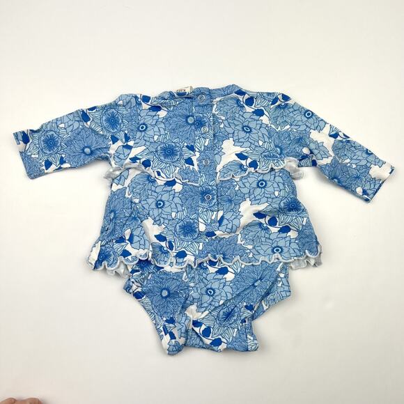 NWT Kate Quinn Blue Vintage Floral Shirt, Leggings & Booties Set - Picture 8 of 11